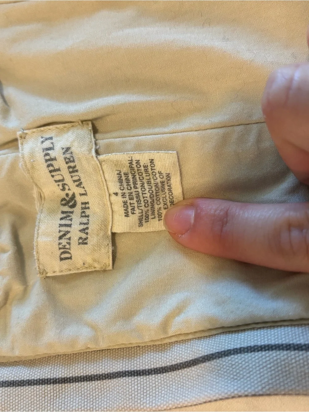 Rare Denim & Supply Ralph Lauren Striped Lace-Up Bustier in Taupe and Cream